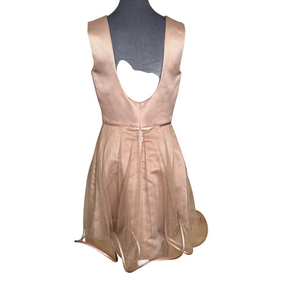 Suzanne Ermann Womens Sleeveless Satin & Sheer Dress Open Back Size 42 Made In F - Picture 6 of 9